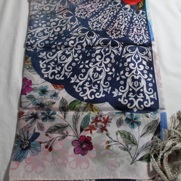 NWT Johnny Was Biya JWLA 3J Workshop Tango Silk Scarf Wrap Shawl Tassels… - Picture 8 of 8